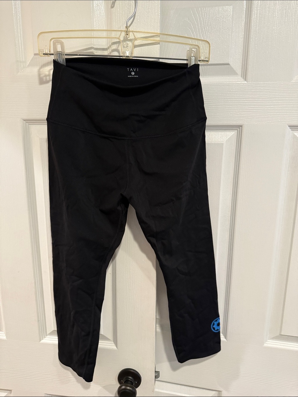 Tavi Black Womens Cropped Leggings with Wide Waistband